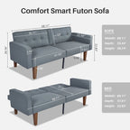 Canapé-lit convertible — Causeuse de couchage en tissu réglable, fauteuil inclinable et lit de jour avec 2 oreillers