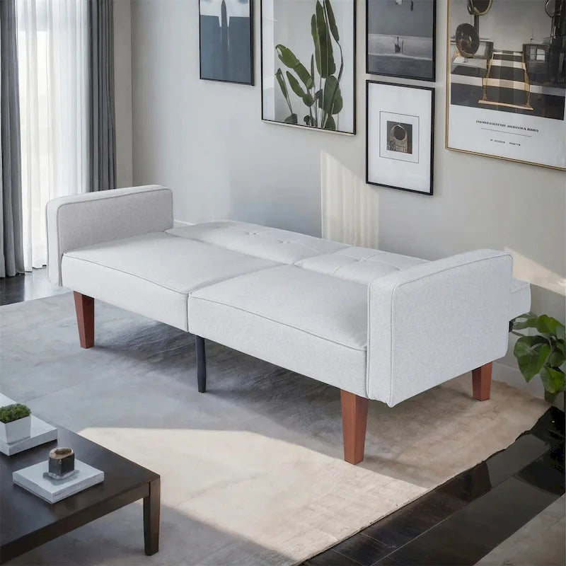 Canapé-lit convertible — Causeuse de couchage en tissu réglable, fauteuil inclinable et lit de jour avec 2 oreillers