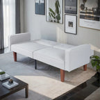 Canapé-lit convertible — Causeuse de couchage en tissu réglable, fauteuil inclinable et lit de jour avec 2 oreillers