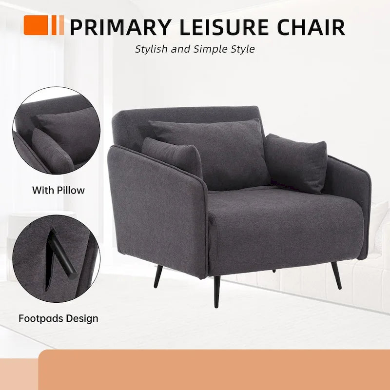 Fauteuil convertible en lin — De fauteuil simple à lit d'appoint