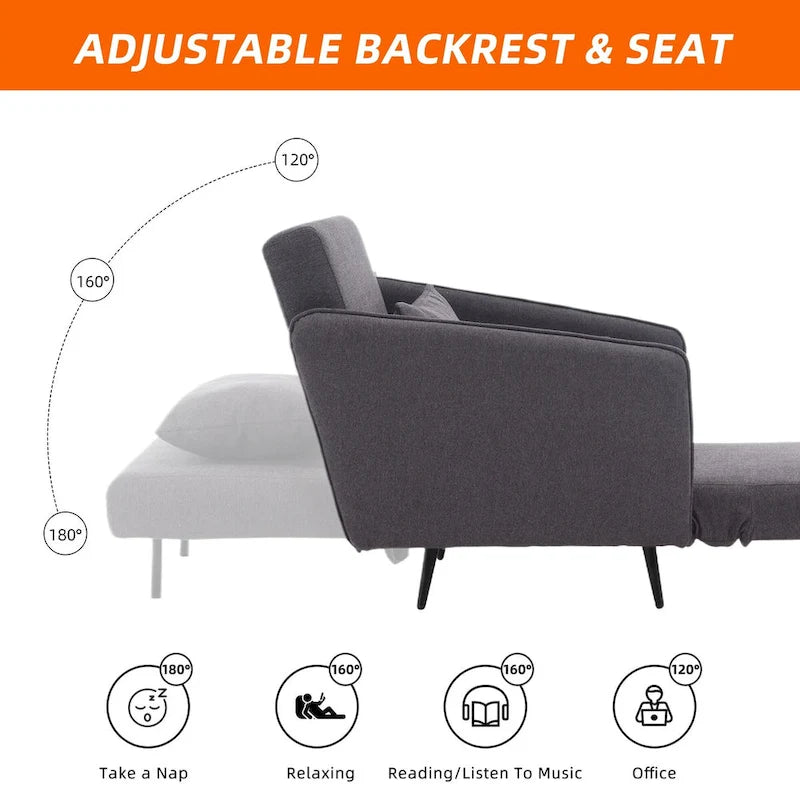 Fauteuil convertible en lin — De fauteuil simple à lit d'appoint