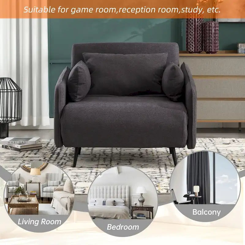 Fauteuil convertible en lin — De fauteuil simple à lit d'appoint