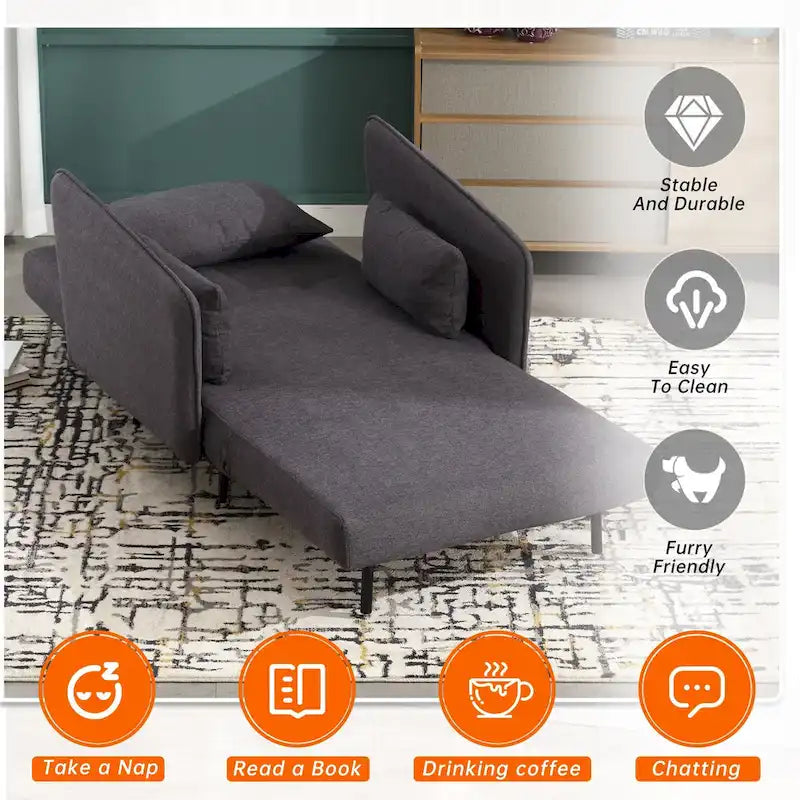 Fauteuil convertible en lin — De fauteuil simple à lit d'appoint