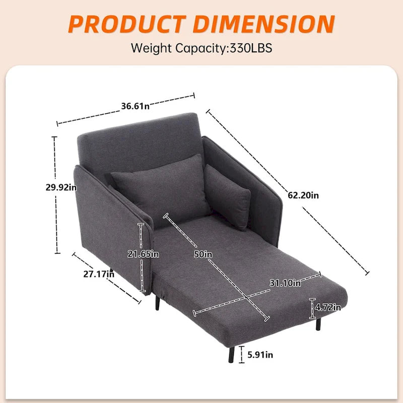 Fauteuil convertible en lin — De fauteuil simple à lit d'appoint