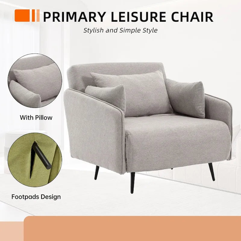 Fauteuil convertible en lin — De fauteuil simple à lit d'appoint