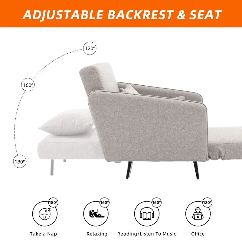 Fauteuil convertible en lin — De fauteuil simple à lit d'appoint