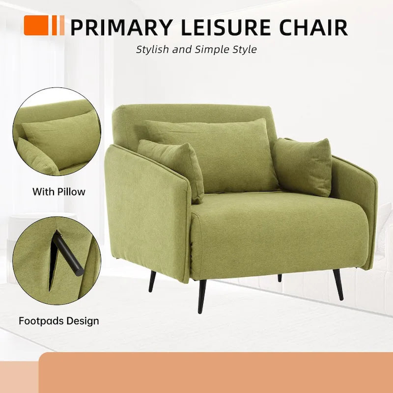 Fauteuil convertible en lin — De fauteuil simple à lit d'appoint