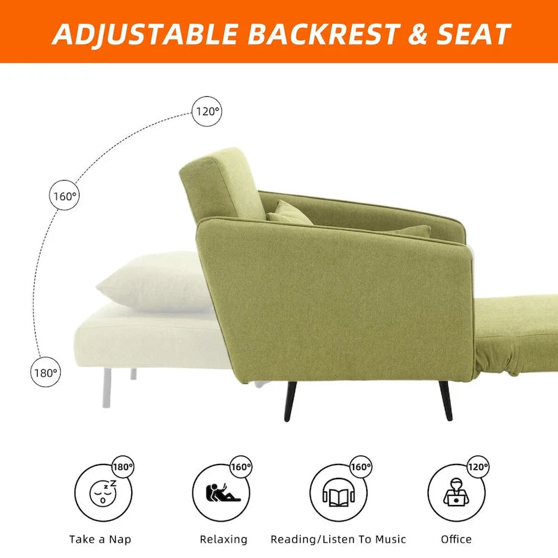 Fauteuil convertible en lin — De fauteuil simple à lit d'appoint