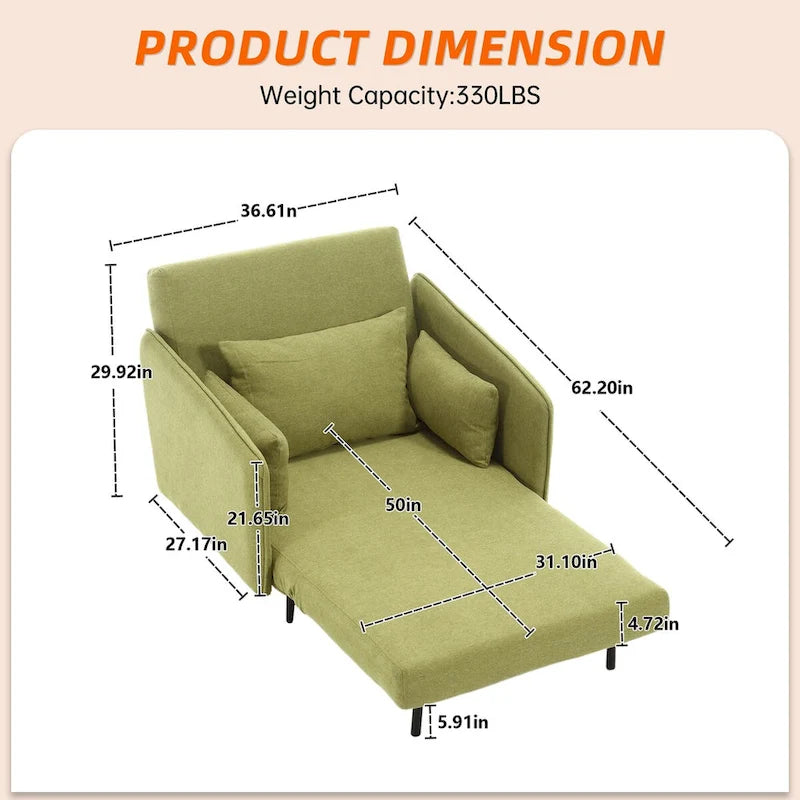 Fauteuil convertible en lin — De fauteuil simple à lit d'appoint