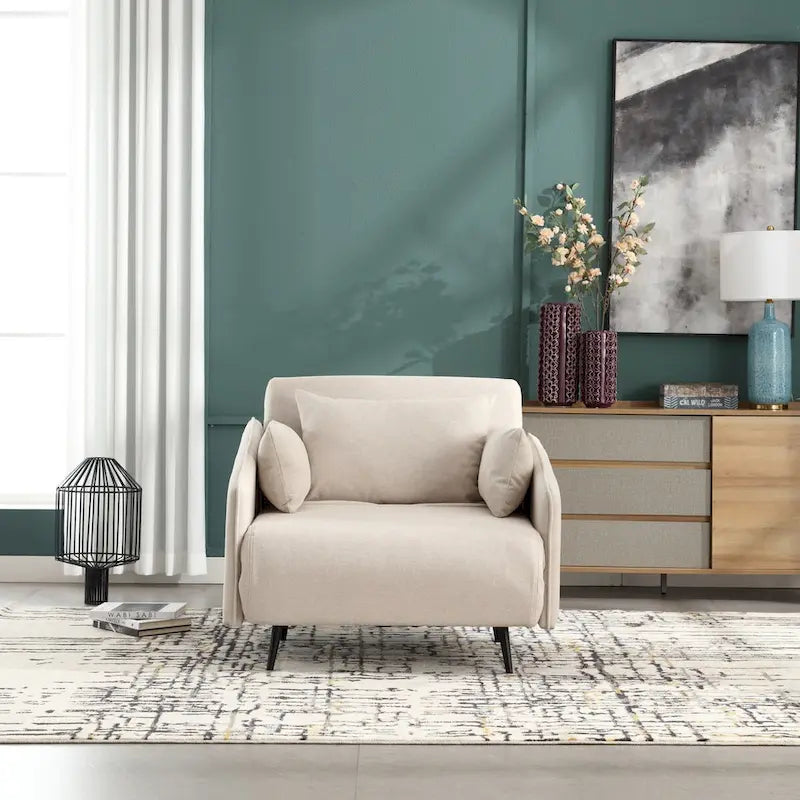 Fauteuil convertible en lin — De fauteuil simple à lit d'appoint