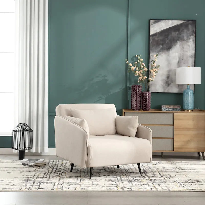 Fauteuil convertible en lin — De fauteuil simple à lit d'appoint