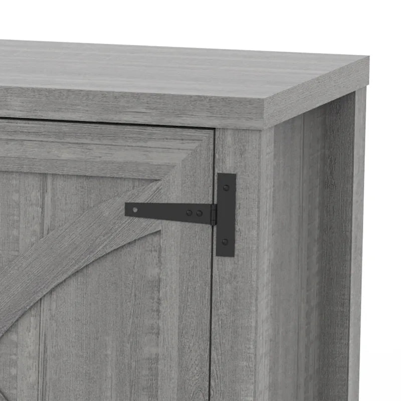 Meuble TV de 58 pouces gris avec cheminée électrique et console, incluant un foyer électrique de 18 pouces