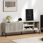 Meuble TV de 162 cm avec portes coulissantes ajourées et étagères réglables — Meuble TV