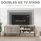 Meuble TV de 162 cm avec portes coulissantes ajourées et étagères réglables — Meuble TV