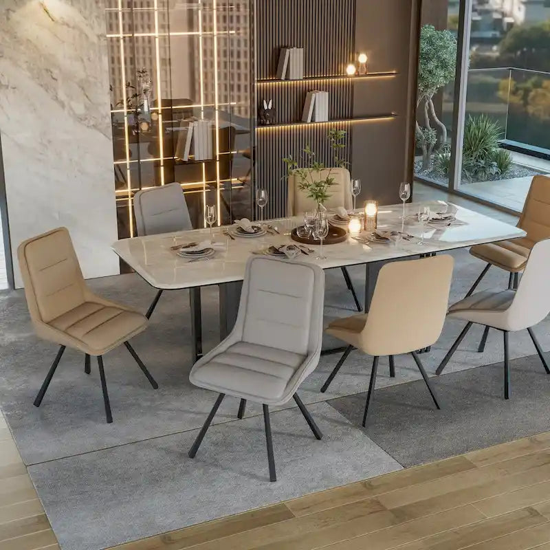 Chaise de salle à manger pivotante à 360° capitonnée avec pieds en métal