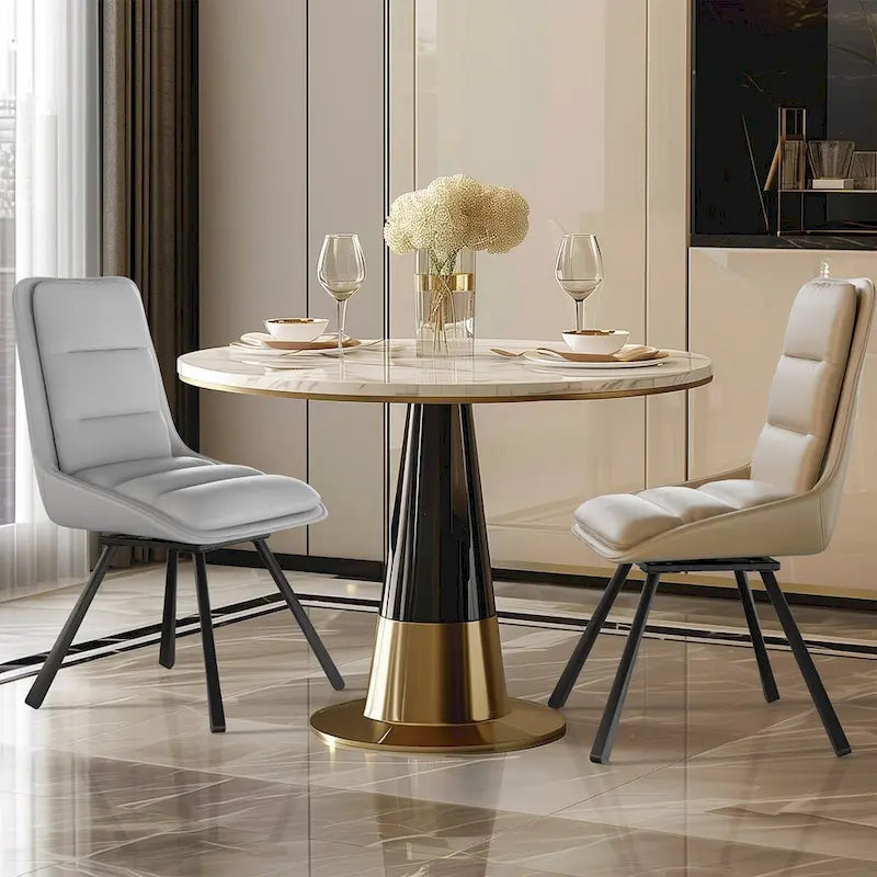 Chaise de salle à manger pivotante à 360° capitonnée avec pieds en métal