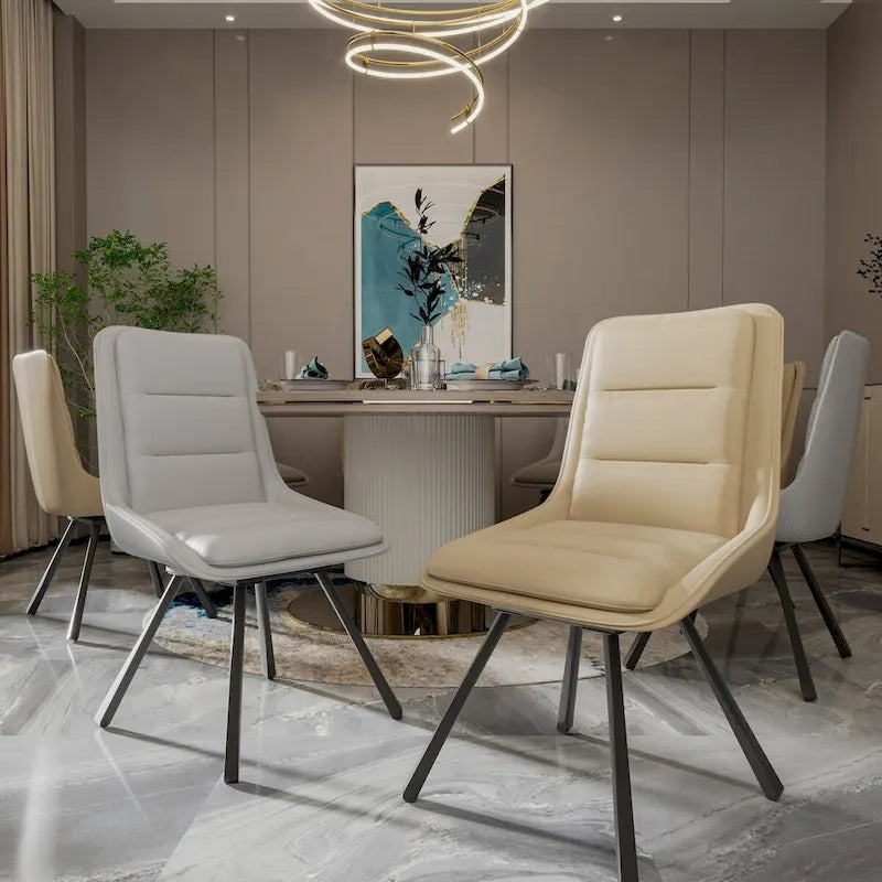 Chaise de salle à manger pivotante à 360° capitonnée avec pieds en métal