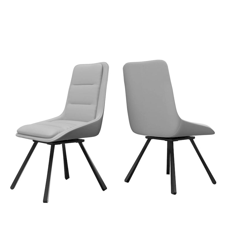 Chaise de salle à manger pivotante à 360° capitonnée avec pieds en métal