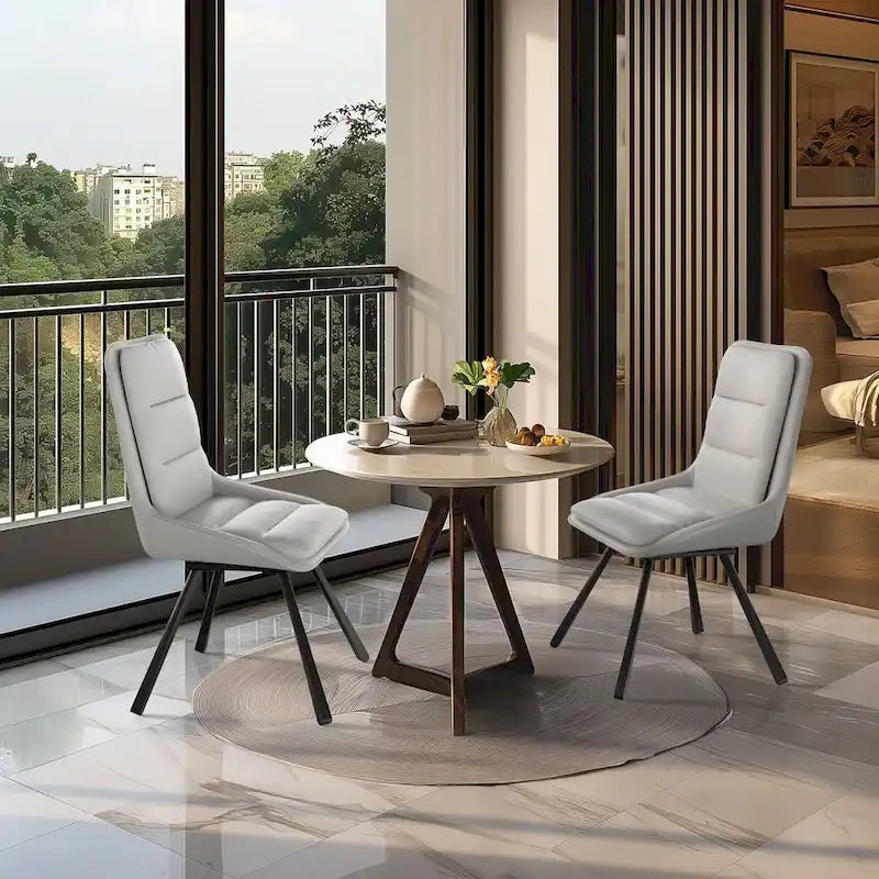 Chaise de salle à manger pivotante à 360° capitonnée avec pieds en métal