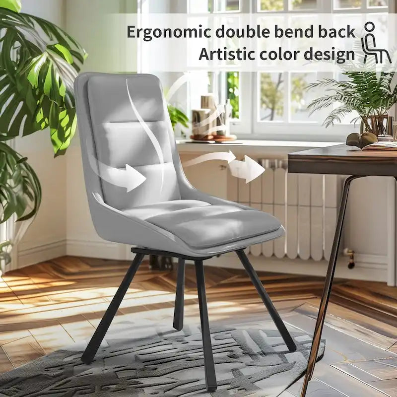 Chaise de salle à manger pivotante à 360° capitonnée avec pieds en métal