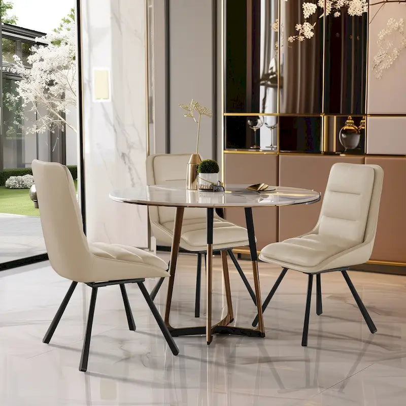 Chaise de salle à manger pivotante à 360° capitonnée avec pieds en métal